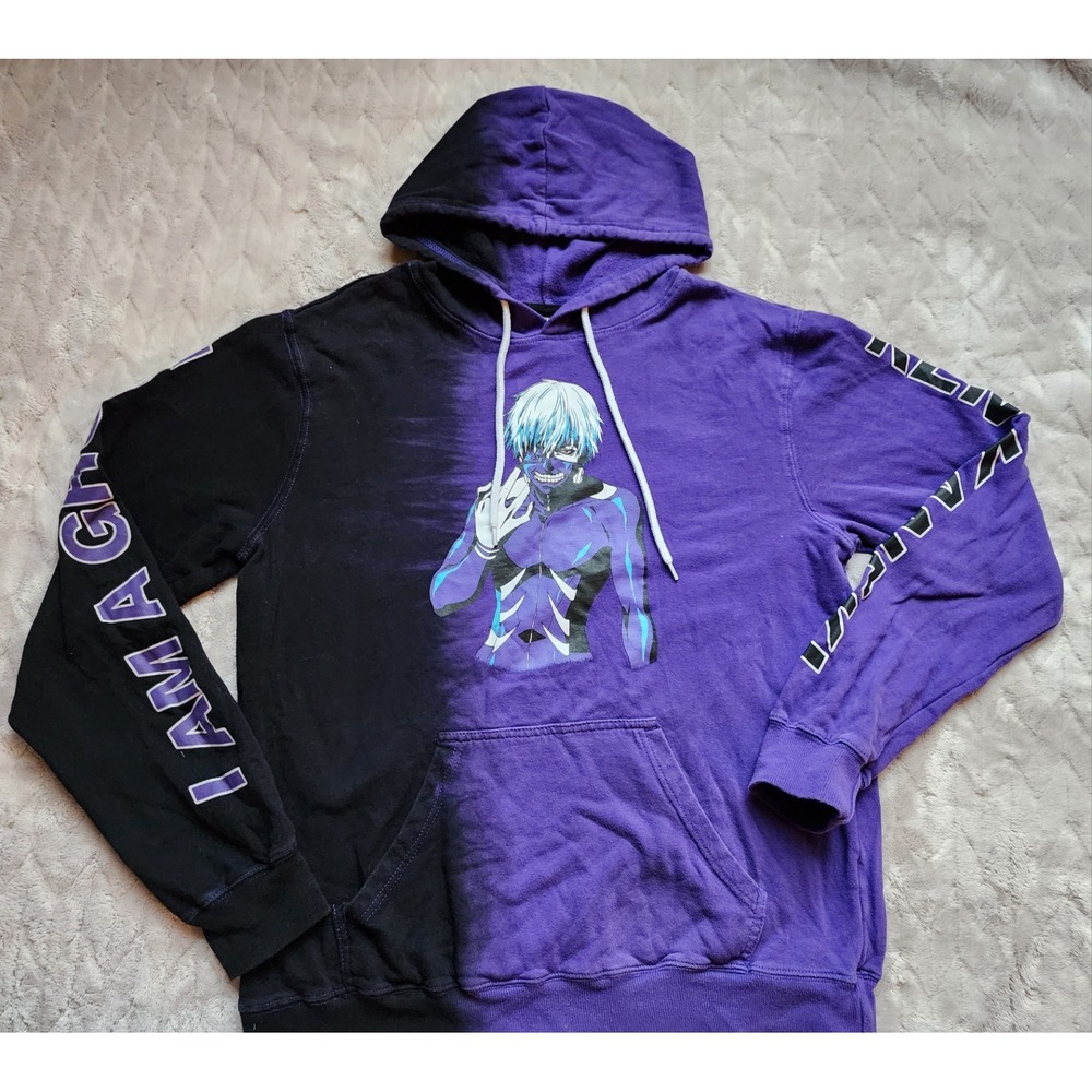 Hot Topic Tokyo Ghoul Purple Split Hoodie Mens Size Medium Ken Kaneki Anime